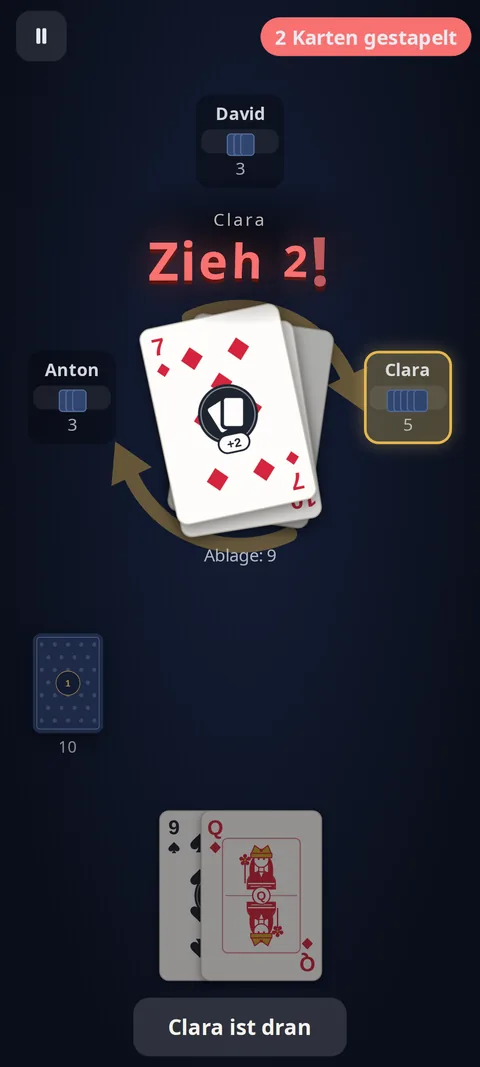 Angriffskarten, die sich stapeln
