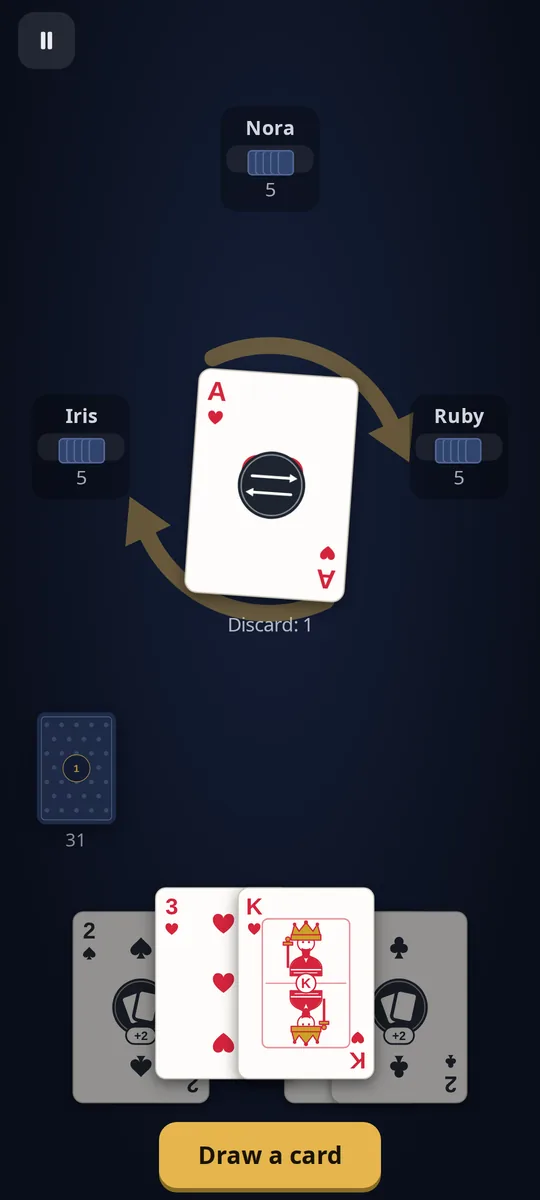 A hand of Crazy Eights in play