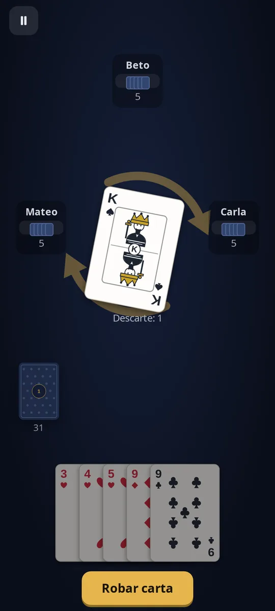 Una mano de Ocho loco en pleno juego