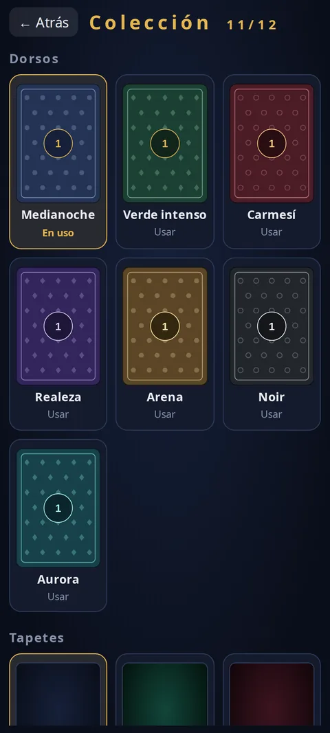 La colección de dorsos de carta y tapetes