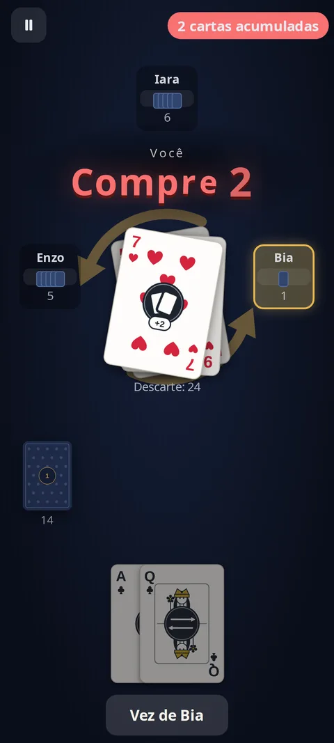 Cartas de ataque se acumulando na mesa