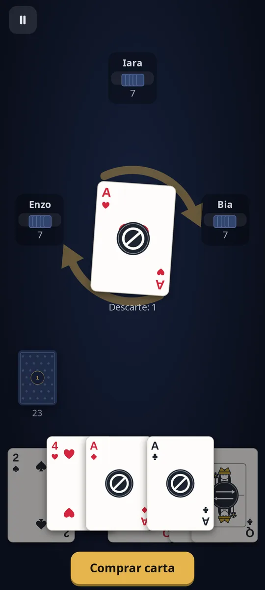 Uma mão de Mau-Mau em jogo