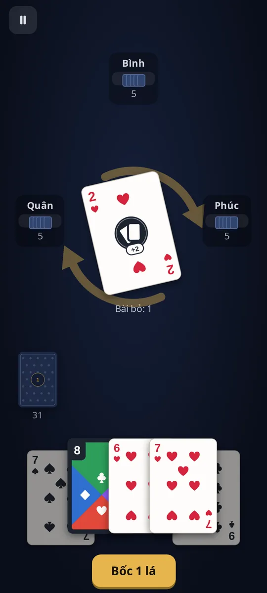 Một ván Crazy Eights đang chơi dở